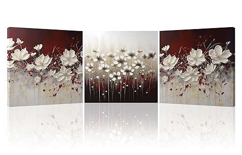 Piy Painting Elegante Blumen Leinwandbilder 3er-Set Wandkunst Leinwand Malerei Florale Foto auf Leinwand Kunstdrücke auf Leinwand Mit eingebautem Rahmen für Wohnzimmer Badezimmer Yoga-Raum (30x30cm) von Piy Painting