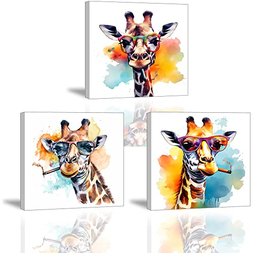Piy Painting Süße Giraffe Leinwandbilder 3er-Set Wandkunst Malerei Tierbild Bunt Kunstdrücke Mit Eingebautem Rahmen für Jungen- und Mädchenzimmer (30x30cm) Piy Painting Süße Giraffe Leinwandbilder 3er-Set Wandkunst Malerei Tierbild Bunt Kunstdrücke Mit Eingebautem Rahmen für Jungen- und Mädchenzimmer (30x30cm) von Piy Painting
