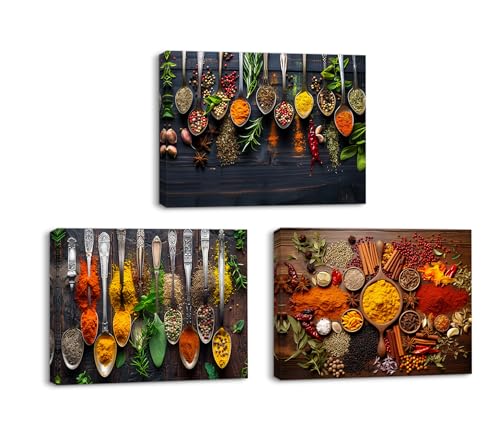 Piy Painting Wandbilder, Lebensmittel Leinwanddrucke, Pfeffer Leinwand Dekorative Malerei, Löffel Bilder, Leicht Zu Hängen für Café Bankette Küche Speisesaal, 3 Stück, 40x30 cm Piy Painting Wandbilder, Lebensmittel Leinwanddrucke, Pfeffer Leinwand Dekorative Malerei, Löffel Bilder, Leicht Zu Hängen für Café Bankette Küche Speisesaal, 3 Stück, 40x30 cm von Piy Painting