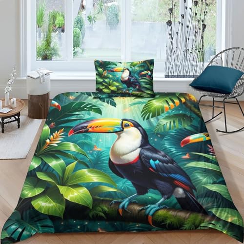 PiyAx Vogel mit langem Schnabel Bedding 3D Bettbezug Mit Kissenbezug Mikrofaser Bettwäsche Mit Reißverschluss Für Geeignet Für Familien Jugendliche Und Kinder Single（135x200cm） von PiyAx