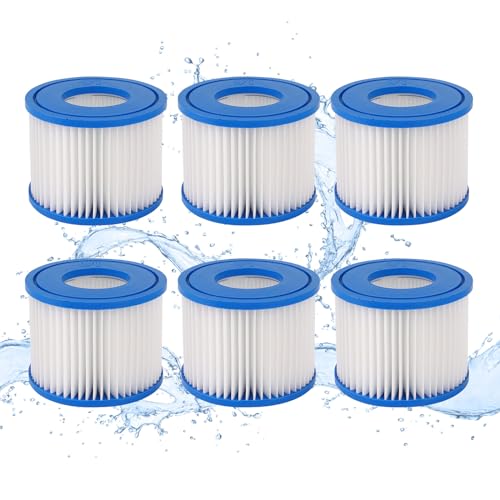 6 Stück Filter VI für Pool,Filter Whirlpool Whirlpool Filter, Ersatz Filter Aufblasbare Pools Ersetzen Sie das Originalfilterelement Erhältlich in Miami, Monaco, Vegas, Palm Springs von Piymnys