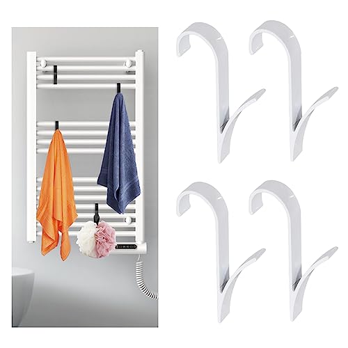 4 Stück Haken für Rundheizkörper , Aluminium Heizkörper Haken Handtuchhalter Heizkörper Rundheizkörper Haken Heizung Handtuchhalter Haken für Handtuchheizkörper für Bad und Küchentuchhaken Weiß von Piymnys