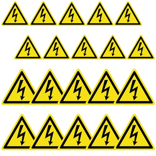 Pizsieat 20 Stück Achtung Strom Warnaufkleber 5cm/10cm Wetterfest Warnschilder Sicherheitswarnschild, Warnung vor Elektrischer Spannung (Sicherheitszeichen nach ASR A1.3 / ISO 7010 / W012) von Pizsieat