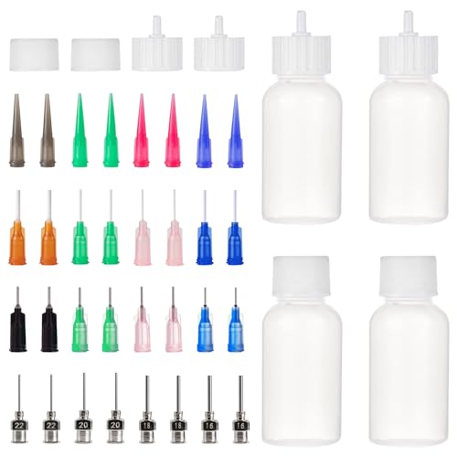 Pizsieat 4 Stück Nadelflasche 30ml Präzisionsspitzen Applikator Flasche Präzisions Applikator Leere mit 32 Stumpfen Nadelspitzen für Kleber DIY Quilling Tinten Farbe von Pizsieat