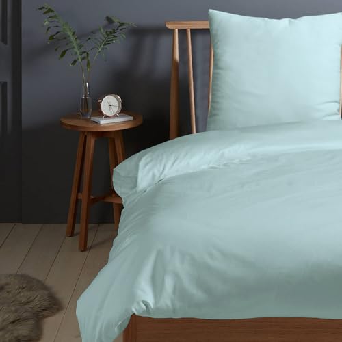 Pizuna 400 Fadenzahl aus Baumwolle Bettwäsche Baby blau, 100% Langstaple Baumwolle Bettbezug und Kissenbezug, 100% Baumwolle Mako Satin 2-Teilig Bettwäscheset 135x200 + 80x80 Baby blau von Pizuna