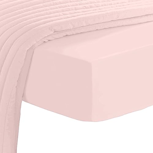 Pizuna 800 Fadenzahl Baumwolle spannbettlaken 90x200-100x200cm Helles Rosa, 100% Langstapelige Spannbetttuch, Weiche Mako Satin-Webart passt bis zu 40cm Matratzenhöhe (100% Baumwolle bettlaken) von Pizuna