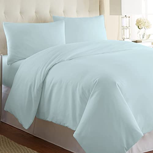 Pizuna 800 Fadenzahl aus Baumwolle Bettwäsche Baby blau, 100% Langstaple Baumwolle Bettbezug und Kissenbezug, 100% Baumwolle Mako Satin 2-Teilig Bettwäscheset 140x200 + 70x90 Baby blau von Pizuna