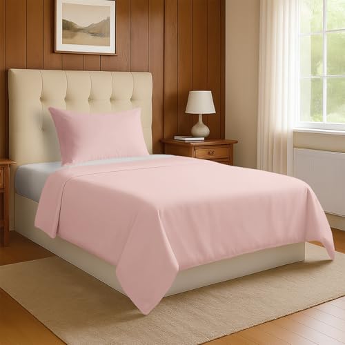 Pizuna 800 Fadenzahl aus Luxus Bettwäsche Hellrosa, 100% Langstaple Baumwolle Bettbezug und Kissenbezug, 100% Baumwolle Mako Satin 2-Teilig Bettwäscheset 155x200 + 40x80 Hellrosa von Pizuna