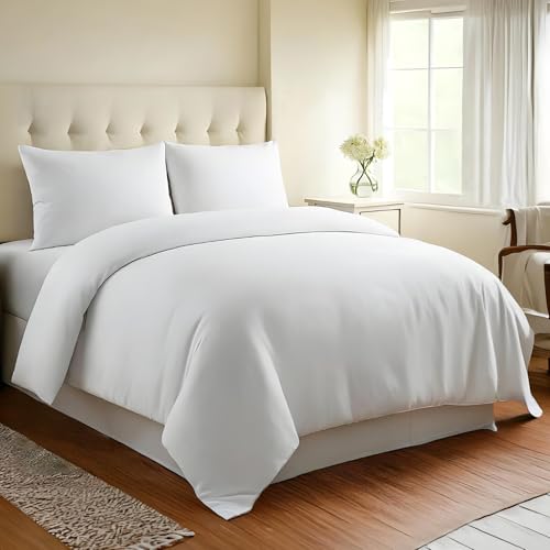 Pizuna 800 Fadenzahl aus Luxus Bettwäsche Weiß, 100% Langstaple Baumwolle Bettbezug und Kissenbezug, 100% Baumwolle Mako Satin 2-Teilig Bettwäscheset 155x200 + 40x80 Weiß von Pizuna