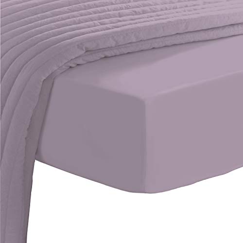 Pizuna Baumwoll-Spannbettlaken mit Fadenzahl 400 Lavendel Frost 150x200, 100% langstapeliges, Mako-Satin-Gewebe-Bettlaken ideal für MatratzengröÃŸen 135x200cm, 140x200cm & 145x200cm von Pizuna