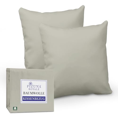 Pizuna Luxuriös Kissenbezug 80x80 cm 2er Set Baumwolle Silber, 1000 Fadenzahl aus 100% langstapeliger Baumwolle in Satinbindung kopfkissenbezug (Hotel Kissenbezug 2er Set) von Pizuna