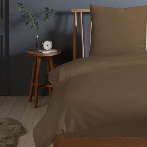 Pizuna Bettwäsche 155x220 Baumwolle Holziges Braun, 400 Fadenzahl 100% Langstapelige Baumwolle weiche Satinbindung, Bettbezug 155x220 cm mit Knopfverschluss und 1 Kissenbezug 80x80 cm von Pizuna