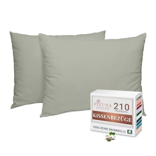 Pizuna Kissenbezug 70x90 cm 2er Set Baumwolle Silber, Atmungsaktiv 100% langstaplige Baumwolle in Perkalbindung kopfkissenbezug (Silber Kissenbezug 2er Set) von Pizuna