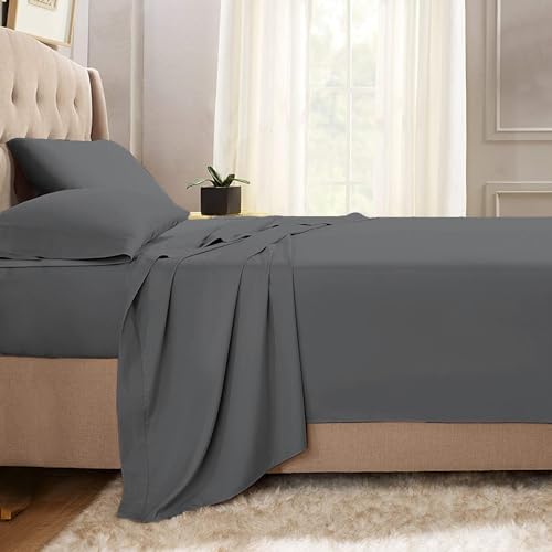 Pizuna Laken ohne Gummizug 140x200 cm Baumwolle Dunkelgrau, 400 Fadenzahl 100% Langstapel Baumwolle Bettlaken, Satinbindung Flachlaken 230x280 cm Pizuna Laken ohne Gummizug 140x200 cm Baumwolle Dunkelgrau, 400 Fadenzahl 100% Langstapel Baumwolle Bettlaken, Satinbindung Flachlaken 230x280 cm von Pizuna