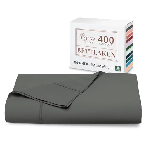 Pizuna Laken ohne Gummizug 90x200 cm Baumwolle Dunkelgrau, 400 Fadenzahl 100% Langstapel Baumwolle Bettlaken, Satinbindung Flachlaken 180x280 cm Pizuna Laken ohne Gummizug 90x200 cm Baumwolle Dunkelgrau, 400 Fadenzahl 100% Langstapel Baumwolle Bettlaken, Satinbindung Flachlaken 180x280 cm von Pizuna
