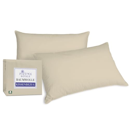 Pizuna Luxuriös Kissenbezug 40x80 cm 2er Set Baumwolle Einfach Taupe, 1000 Fadenzahl aus 100% langstapeliger Baumwolle in Satinbindung kopfkissenbezug (Hotel Kissenbezug 2er Set) von Pizuna