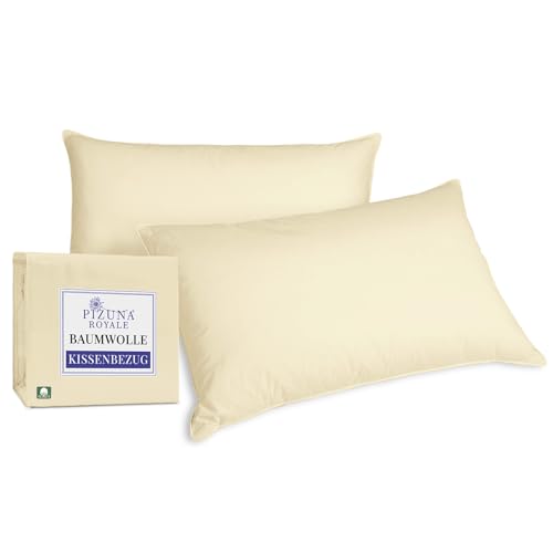 Pizuna Luxuriös Kissenbezug 40x80 cm 2er Set Baumwolle Neu Elfenbein, 1000 Fadenzahl aus 100% langstapeliger Baumwolle in Satinbindung kopfkissenbezug (Hotel Kissenbezug 2er Set) von Pizuna