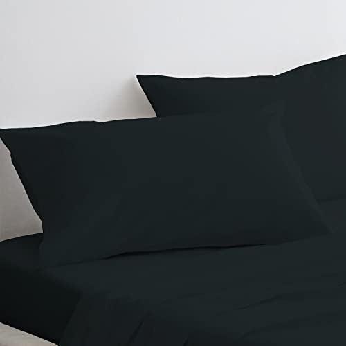 Pizuna Luxuriöser Soft-Satin 2er Pack Kissenbezug 40 x 80 cm Schwarz, 800 Fadenzahl Baumwolle Quadratisch Kissenbezüge, 100% Langstapel Baumwolle Kissenbezug Schwarz, 40x80 cm von Pizuna