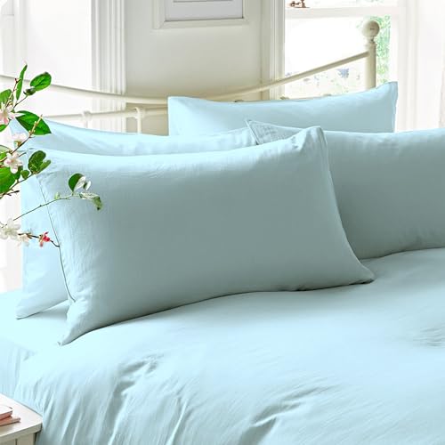 Pizuna Luxuriöser Soft-Satin 2er Pack Kissenbezug 40x80 cm Baby blau, 600 Fadenzahl Baumwolle Kissenbezüge, 100% Langstapel Baumwolle Kissenbezug (Baby blau, 40x80 cm) von Pizuna