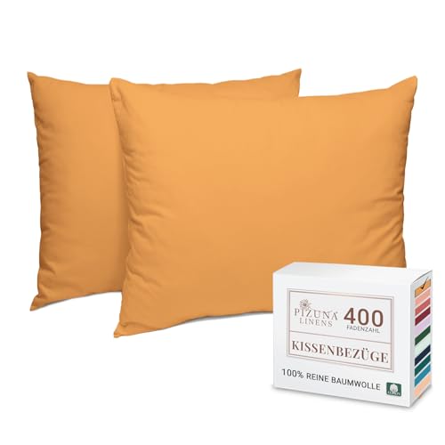 Pizuna Luxuriöser Soft-Satin 2er Pack Kissenbezug 70 x 90 cm Aprikosenorange, 400 Fadenzahl Baumwolle Kissenbezüge, 100% Langstapel Baumwolle Kissenbezug (Aprikosenorange, 70x90 cm) von Pizuna