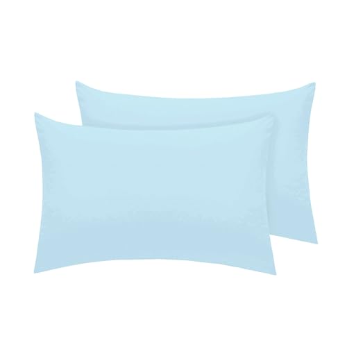 Pizuna Luxuriöser Soft-Satin 2er Pack Kissenbezug 70 x 90 cm Baby blau, 600 Fadenzahl Baumwolle Kissenbezüge, 100% Langstapel Baumwolle Kissenbezug (Baby blau, 70x90 cm) von Pizuna