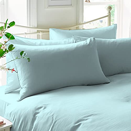 Pizuna Luxuriöser Soft-Satin 2er Pack Kissenbezug 80 x 80 cm EIS Aqua, 600 Fadenzahl Baumwolle Kissenbezüge, 100% Langstapel Baumwolle Kissenbezug (EIS Aqua, 70x90 cm) von Pizuna