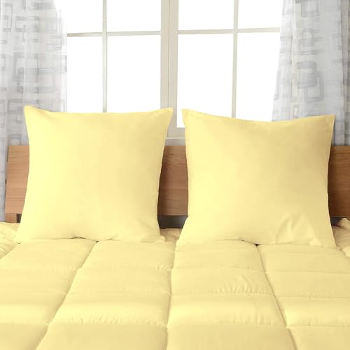 Pizuna Luxuriöser Soft-Satin 2er Pack Kissenbezug 80x80 cm Mildes Gelb, 600 Fadenzahl Baumwolle Kissenbezüge, 100% Langstapel Baumwolle Kissenbezug (Mildes Gelb 80x80 cm) von Pizuna
