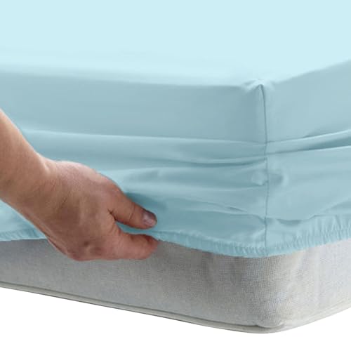 Pizuna Spannbettlaken 140x200 cm-150x200 cm Baumwolle Baby blau, 1000 Fadenzahl aus 100% langstapeliger Baumwolle in Satinbindung Dickes Spannbettlaken mit 40 cm tiefer Tasche Pizuna Spannbettlaken 140x200 cm-150x200 cm Baumwolle Baby blau, 1000 Fadenzahl aus 100% langstapeliger Baumwolle in Satinbindung Dickes Spannbettlaken mit 40 cm tiefer Tasche von Pizuna