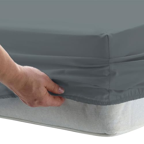 Pizuna Spannbettlaken 140x200 cm-150x200 cm Baumwolle Dunkelgrau, 1000 Fadenzahl aus 100% langstapeliger Baumwolle in Satinbindung Dickes Spannbettlaken mit 40 cm tiefer Tasche von Pizuna