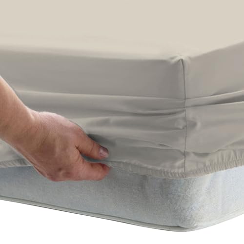 Pizuna Spannbettlaken 140x200 cm-150x200 cm Baumwolle Einfach Taupe, 1000 Fadenzahl aus 100% langstapeliger Baumwolle in Satinbindung Dickes Spannbettlaken mit 40 cm tiefer Tasche von Pizuna