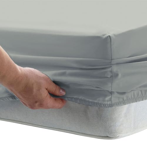 Pizuna Spannbettlaken 140x200 cm-150x200 cm Baumwolle Silber, 1000 Fadenzahl aus 100% langstapeliger Baumwolle in Satinbindung Dickes Spannbettlaken mit 40 cm tiefer Tasche von Pizuna