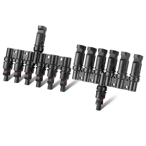 Pjerjzn Solarpanel Verbinder Solar 6 zu 1 Y Zweig Solarpanel Splitter 6 Wege 1000V Solar Y Zweig Solarpanel Parallelverbinder für Parallelschaltung Solarmodule (1 Paar 6 zu 1) von Pjerjzn