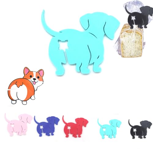Dachshund Bread Bag Clip,5/6pcs Dog Cat Butt Bread Clip,Lustiger 3D gedruckte wiederverwendbare Hund Katze Brotbeutel Clips,Snacks Beutel Verschluss klammern,Geschenk für Hundeliebhaber-6 pcs von Pjjrdh