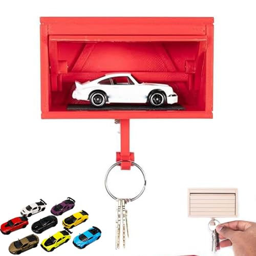 Pjjrdh Car Garage Key Holder with Opening Door,garage Key Holder,Funny Wall Mount Car Garage Key Rack,3D Printed Key Organizer Wall Mount,Easy Installation Key Rack for Entryway,Autos sind zufällig-A von Pjjrdh