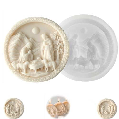 silikonform krippe,Krippe Silikonform, Einfaches Freisetzungsmaterial, 1 Stück, Jesus Geburtskerze, Weihnachtskerzenformen, Wiederverwendbares Design, Ideal Für Seife Oder Schokolade-C von Pjjrdh