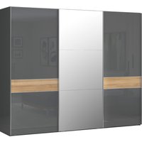 PLACES OF STYLE Schwebetürenschrank "Onyx, Schwebetürenschrank inklusive Innenleben, FSC-zertifiziert" in 3 Breiten: 182, 230 oder 272cm, Höhe 224cm, mit Spiegel, UV lackiert, hochglänzend anthrazit, mit Soft-Close Funktion von Places Of Style