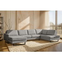 PLACES OF STYLE Wohnlandschaft "Pinto, 350 cm, U-Form, XXL, mit Ottomanen" Cord, Chenille, Lederoptik, mit Keder, Metallfüße, Wellenunterfederung PLACES OF STYLE Wohnlandschaft "Pinto, 350 cm, U-Form, XXL, mit Ottomanen" Cord, Chenille, Lederoptik, mit Keder, Metallfüße, Wellenunterfederung von Places Of Style