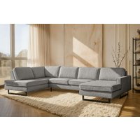 PLACES OF STYLE Wohnlandschaft "Pinto, 350 cm, U-Form, XXL, mit Ottomanen" Cord, Chenille, Lederoptik, mit Keder, Metallfüße, Wellenunterfederung PLACES OF STYLE Wohnlandschaft "Pinto, 350 cm, U-Form, XXL, mit Ottomanen" Cord, Chenille, Lederoptik, mit Keder, Metallfüße, Wellenunterfederung von Places Of Style