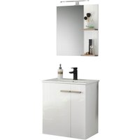 Places of Style Badmöbel-Set "SOLiD, Badmöbel-Set, Bad im modernen Design, 2-teiliges Badezimmer", (2 St.), Waschtisch mit Waschbecken, Spiegel, Aufbauleuchte, Breite 60 cm von Places Of Style
