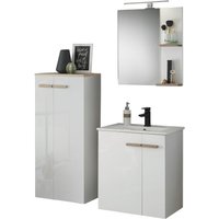 Places of Style Badmöbel-Set "SOLiD, Badmöbel-Set, Bad im modernen Design, 3-teiliges Badezimmer", (3 St.), Waschtisch mit Waschbecken, Midischrank, Breite 130 cm von Places Of Style
