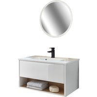 Places of Style Badmöbel-Set "Studio Line, Bad im modernen Design, 2-teiliges Badezimmer", (2 St.), Waschtisch und Spiegel, in zwei Farben verfügbar, viel Stauraum von Places Of Style