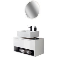 Places of Style Badmöbel-Set "Studio Line, Bad im modernen Design, 2-teiliges Badezimmer", (2 St.), Unterschrank und Spiegel, in zwei Farben verfügbar, viel Stauraum von Places Of Style