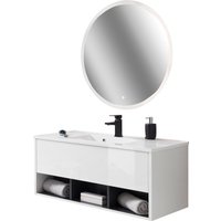Places of Style Badmöbel-Set "Studio Line, Bad im modernen Design, 2-teiliges Badezimmer", (2 St.), Waschtisch und Spiegel, in zwei Farben verfügbar, viel Stauraum von Places Of Style