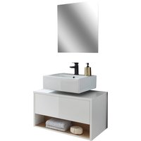 Places of Style Badmöbel-Set "Studio Line, Bad im modernen Design, 2-teiliges Badezimmer", (2 St.), Unterschrank und Spiegel, in zwei Farben verfügbar, viel Stauraum von Places Of Style