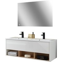 Places of Style Badmöbel-Set "Studio Line, Bad im modernen Design, 2-teiliges Badezimmer", (2 St.), Waschtisch und Spiegel, in zwei Farben verfügbar, viel Stauraum von Places Of Style