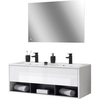 Places of Style Badmöbel-Set "Studio Line, Bad im modernen Design, 2-teiliges Badezimmer", (2 St.), Waschtisch und Spiegel, in zwei Farben verfügbar, viel Stauraum von Places Of Style