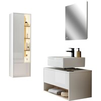 Places of Style Badmöbel-Set "Studio Line, Bad im modernen Design, 3-teiliges Badezimmer", (3 St.), Schrank, Unterschrank und Spiegel, in zwei Farben verfügbar, Stauraum von Places Of Style