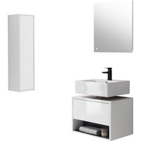 Places of Style Badmöbel-Set "Studio Line, Bad im modernen Design, 3-teiliges Badezimmer", (3 St.), Schrank, Unterschrank und Spiegel, in zwei Farben verfügbar, Stauraum von Places Of Style