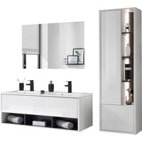 Places of Style Badmöbel-Set "Studio Line, Bad im modernen Design, 3-teiliges Badezimmer", (3 St.), Schrank, Waschtisch und Spiegel, in zwei Farben verfügbar, Stauraum von Places Of Style