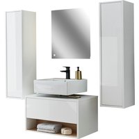 Places of Style Badmöbel-Set "Studio Line, Bad im modernen Design, 4-teiliges Badezimmer", (4 St.), Schrank, Unterschrank und Spiegel, in zwei Farben verfügbar, Stauraum von Places Of Style